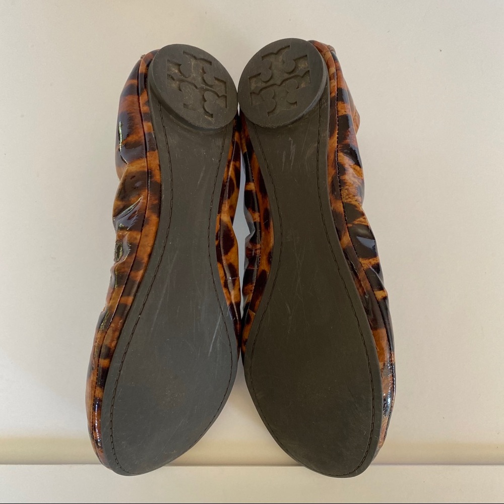 TORY BURCH Leopard Patent Flats Round Toe 6.5 - Picture 5 of 9